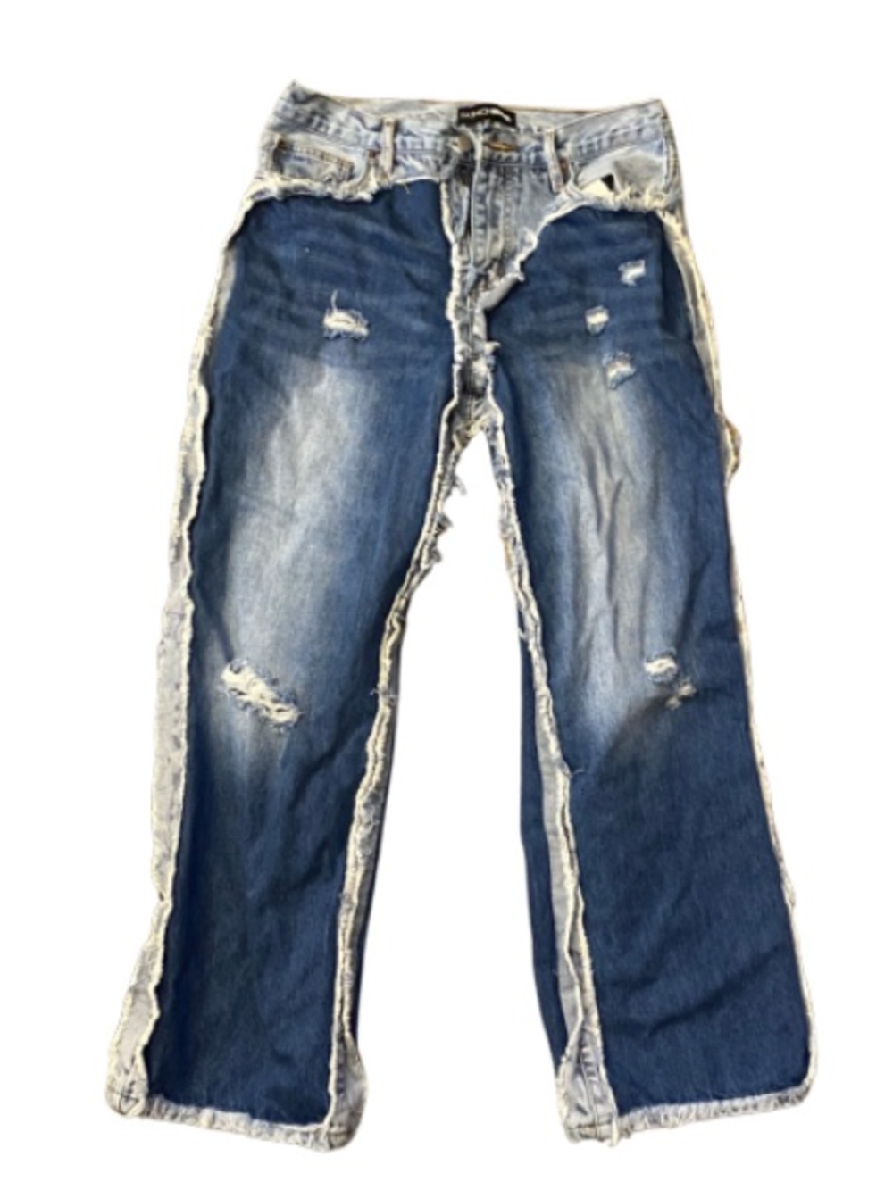 Fashion Nova Women Two-Tone Distressed Blue Relaxed Jeans Size 9